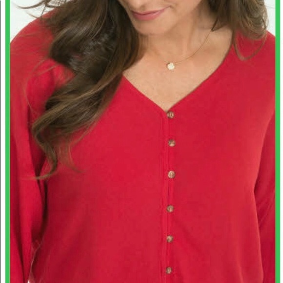 NWT Red Button Down Top and Necklace combo - Picture 2 of 11